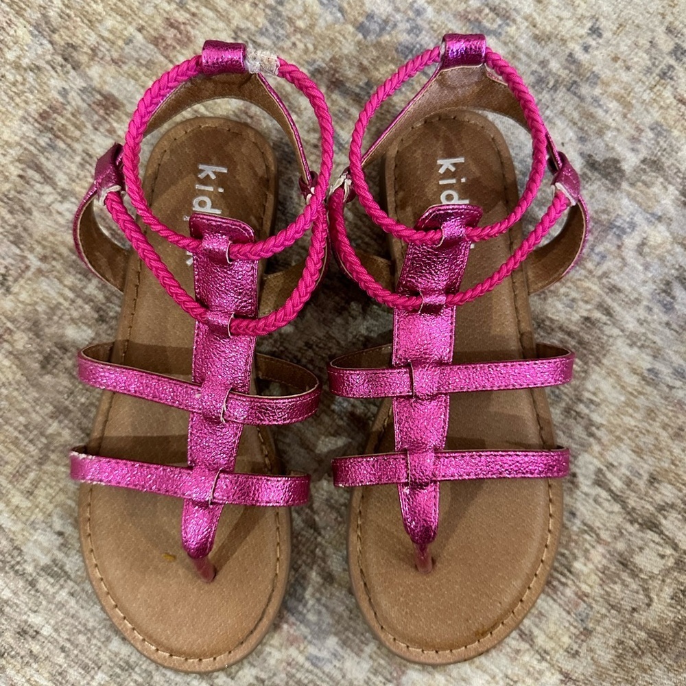 Kidpik Metallic Pink Gladiator Sandals